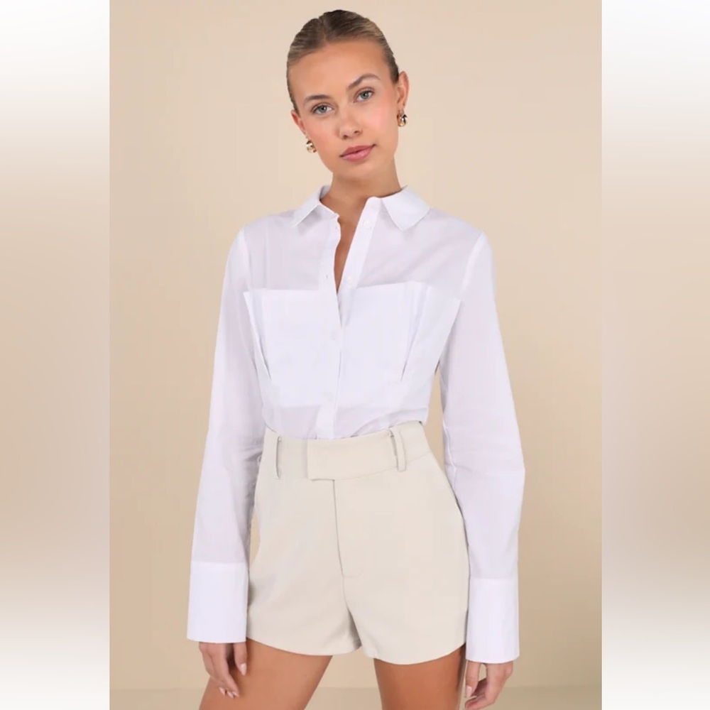 Lulu’s High Rise Twill Beige Shorts(NWT)